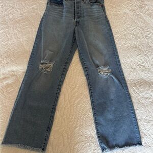 Levi’s Ribcage Straight Distressed Blue Jeans